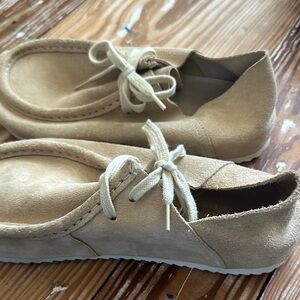 Zara Beige Suede Moccasin Flats
